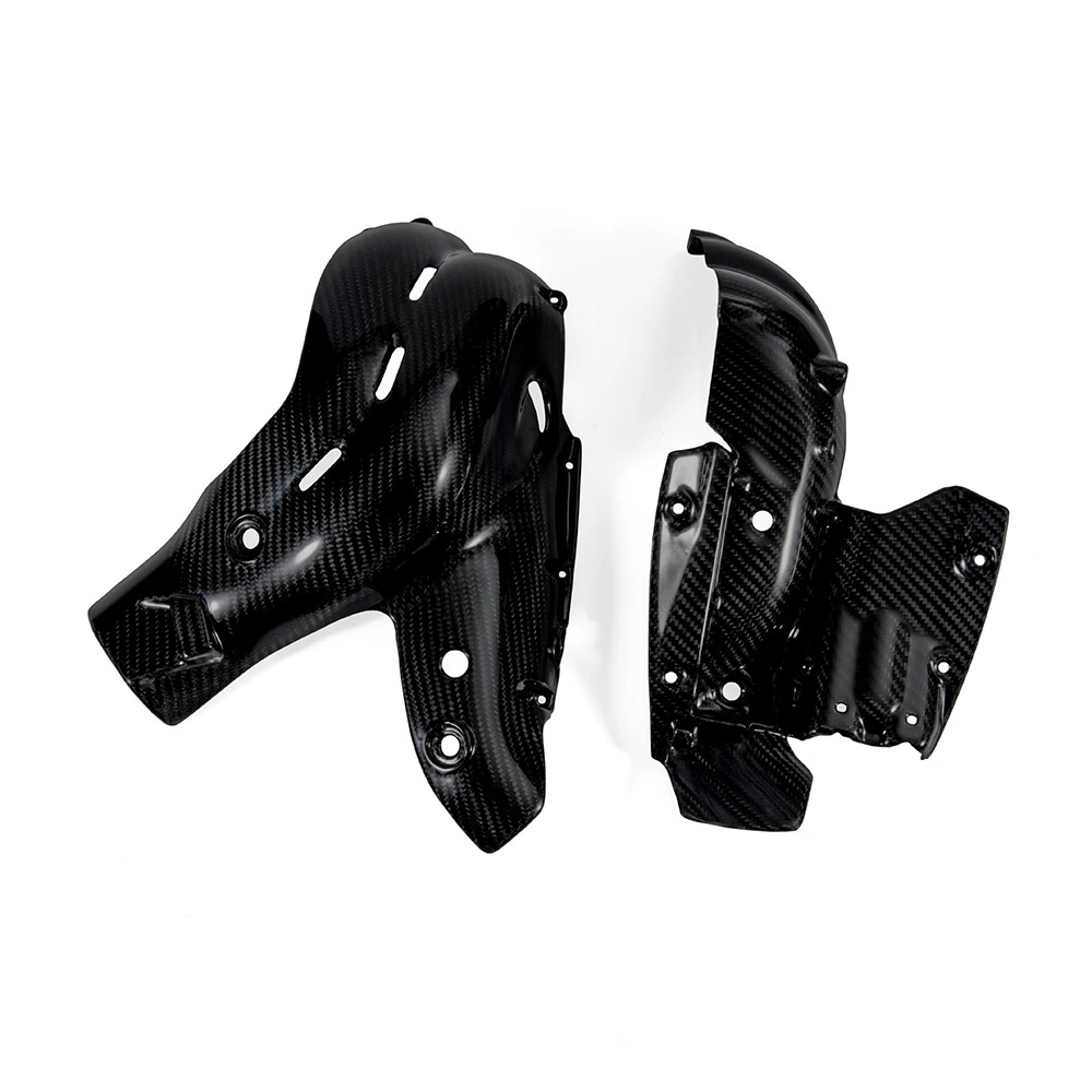 Motorcycle 100% Full Carbon Fiber Exhaust Cover Heat Shield Fairing for Panigale V4 Glassy Black